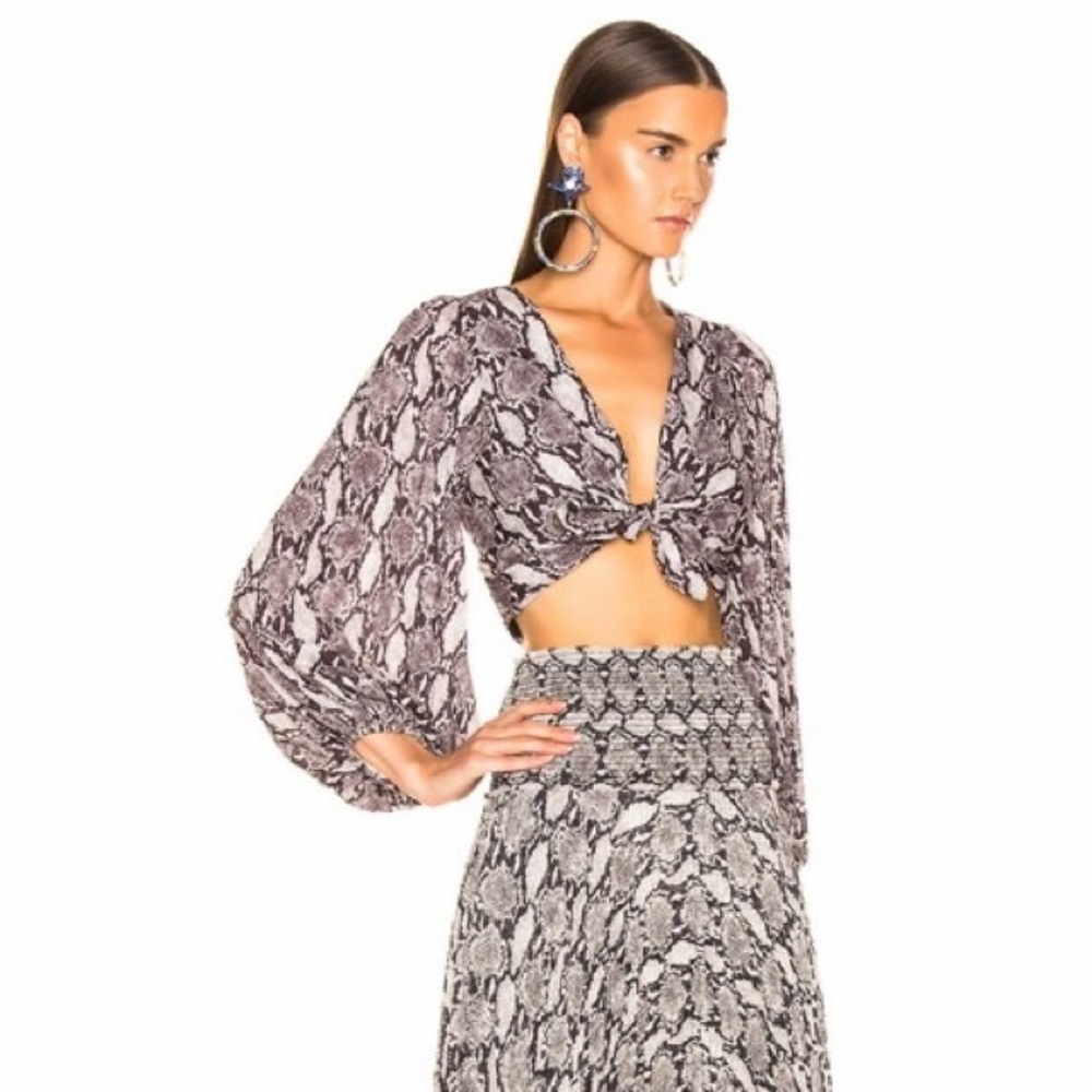 NWT A.L.C. for FWRD Tie Crop Top in Snake - Picture 2 of 9
